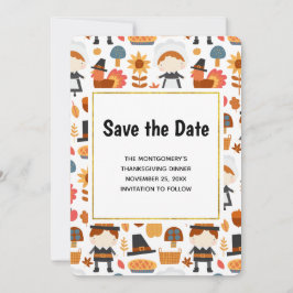 Erntedank Pilgrims ernten Muster Save The Date