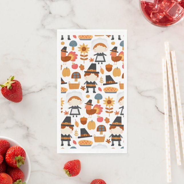 Erntedank Pilgrims Harvest Pattern Napkins Serviette (Beispiel)