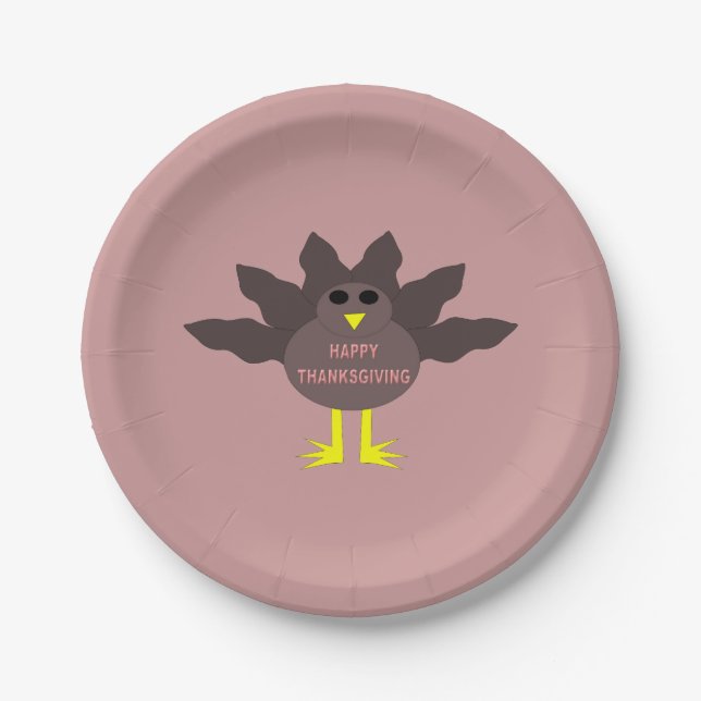 Erntedank Pluckte Türkei Papier Teller (Vorderseite)