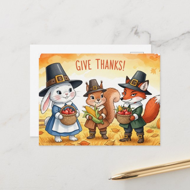 Erntedank Postkarte (Vorderseite/Rückseite Beispiel)
