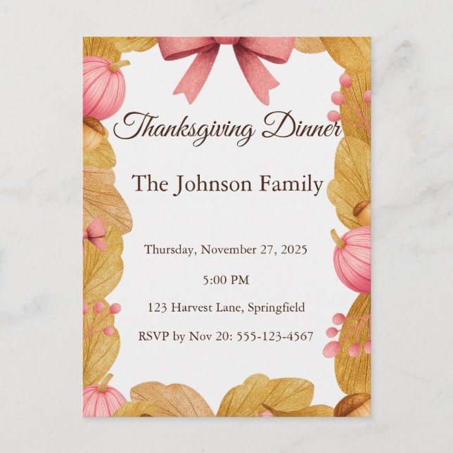 Erntedank Postkarte mit Herbstkranz (Vorderseite)