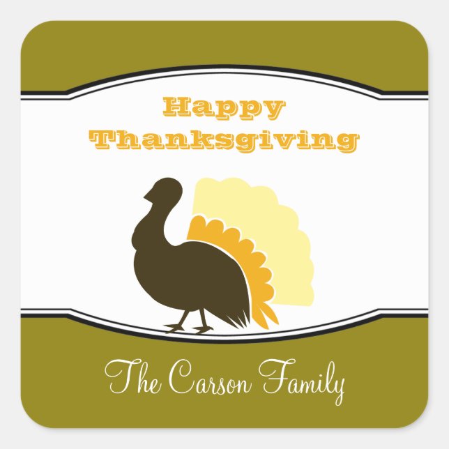 Erntedank potluck orange-grüne Putentag Quadratischer Aufkleber (Vorderseite)