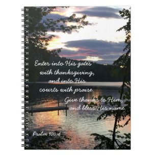 Erntedank Psalm 100:4 Squam Lake Sunrise Foto Notizblock