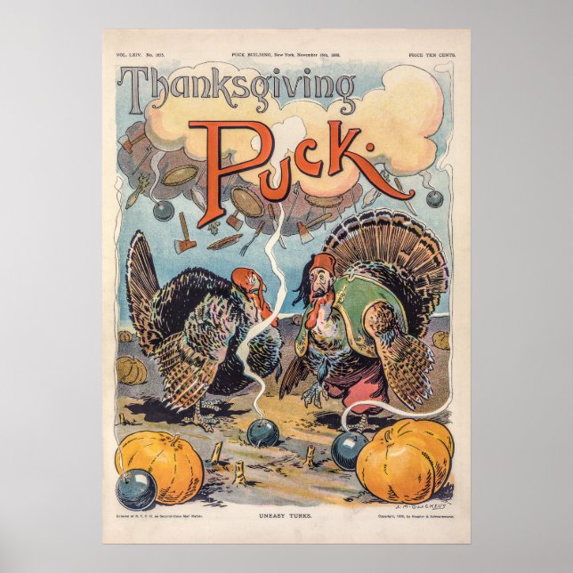 Erntedank Puck Vintag Illustration Poster (Vorne)