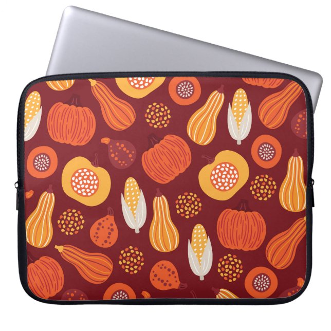Erntedank Pumpkin Brown Nahtlose Muster. Laptopschutzhülle (Vorderseite)