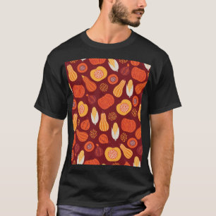Erntedank Pumpkin Brown Nahtlose Muster. T-Shirt