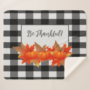 Erntedank Pumpkin Buffalo Kariert Sherpa Blanket Sherpadecke