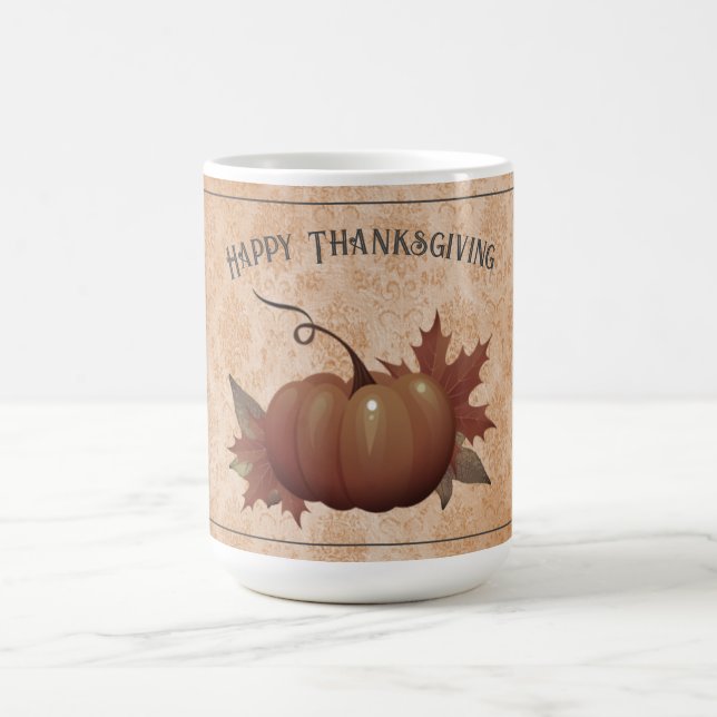 Erntedank Pumpkin Damask | Orange Kaffeetasse (Mittel)