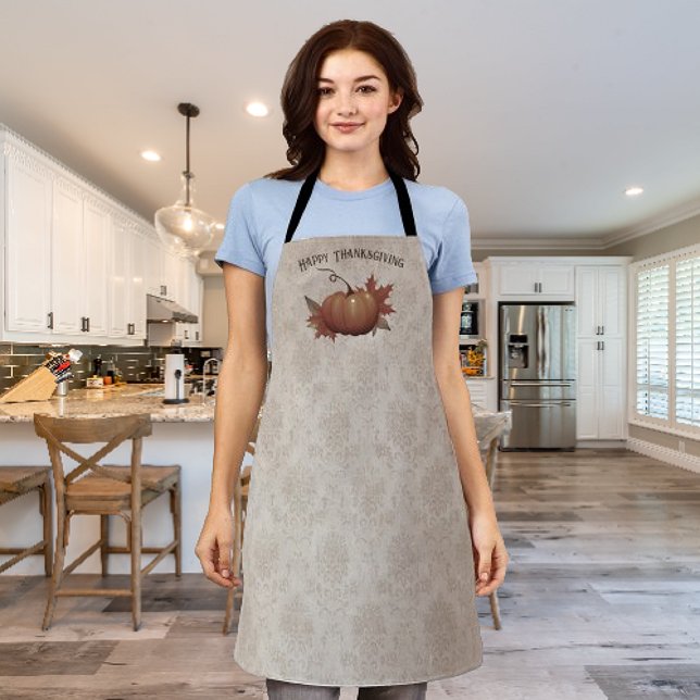 Erntedank Pumpkin Damask Schürze (Thanksgiving Pumpkin Damask Apron)
