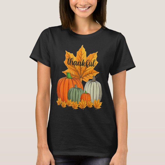 Erntedank Pumpkin Dankbarkeit Herbst Herbstlaub T-Shirt (Vorderseite)