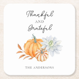 Erntedank Pumpkin Fall Grateful Elegante Rechteckiger Pappuntersetzer