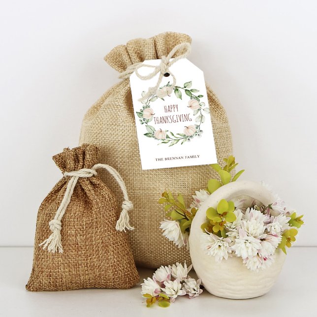 Erntedank Pumpkin Fall Greenery Eukalyptus Geschenkanhänger (Thanksgiving Pumpkin Fall Greenery Eucalyptus Gift Tags)