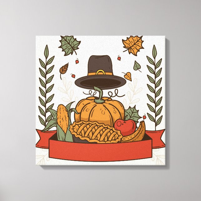 Erntedank Pumpkin & Herbst Leinwanddruck (Vorderseite)