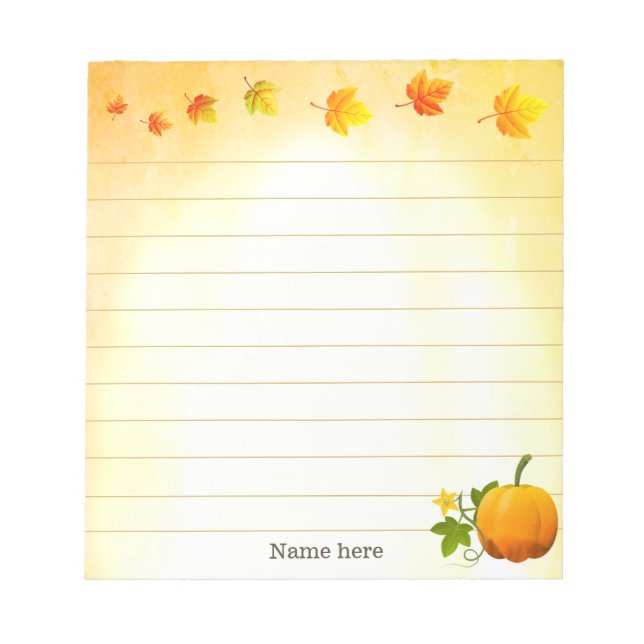 Erntedank Pumpkin & Herbstlaubs Lined Notizblock (Vorderseite)