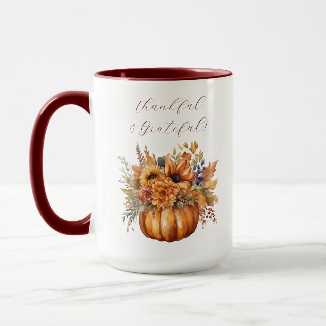 Erntedank-Pumpkin mit Blume- Tasse (Links)