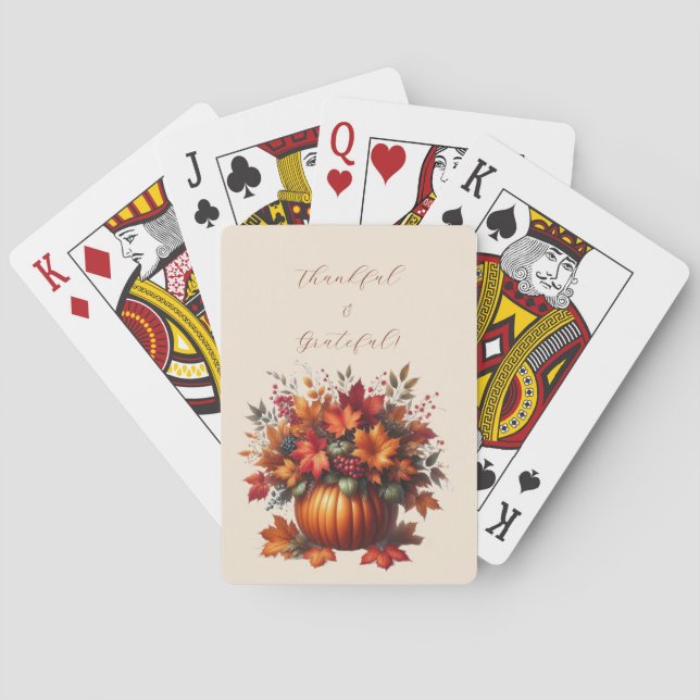 Erntedank-Pumpkin mit Herbstlauben Spielkarten (Rückseite)