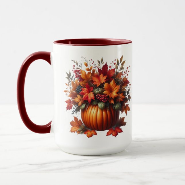 Erntedank-Pumpkin mit Herbstlauben- Tasse (Links)