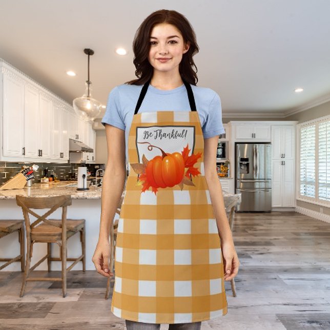 Erntedank Pumpkin Orange Buffalo Karierte Schürze (Orange Thanksgiving Pumpkin Buffalo Plaid Apron)