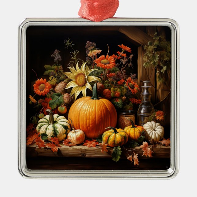 Erntedank Pumpkin Ornament Aus Metall (Vorne)