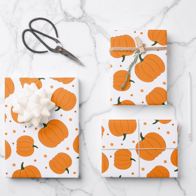 Erntedank Pumpkin Pattern Geschenkpapier Set (Vorderseite)