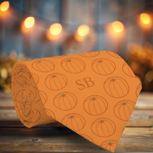Erntedank Pumpkin Pattern Monogram Neck Tie Krawatte