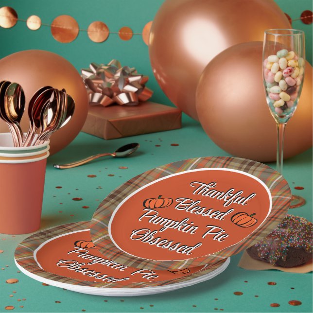 Erntedank Pumpkin Pie Dessert Pappteller (Multi)