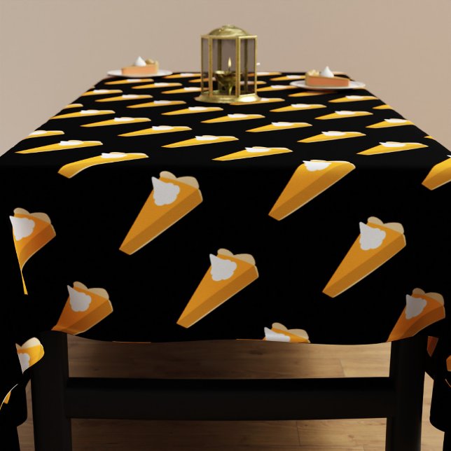 Erntedank Pumpkin Pie Muster Schwarz-Orange Tischdecke (Fun pumpkin pie pattern tablecloth perfect for Thanksgiving or any celebration featuring pumpkin pie)