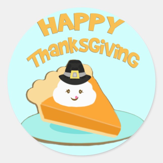 Erntedank Pumpkin Pie Pilgrim Stickers (Vorderseite)