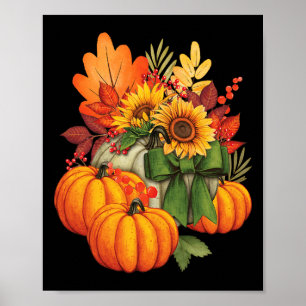 Erntedank Pumpkin Sonnenblume Herbst Herbsturlaub Poster