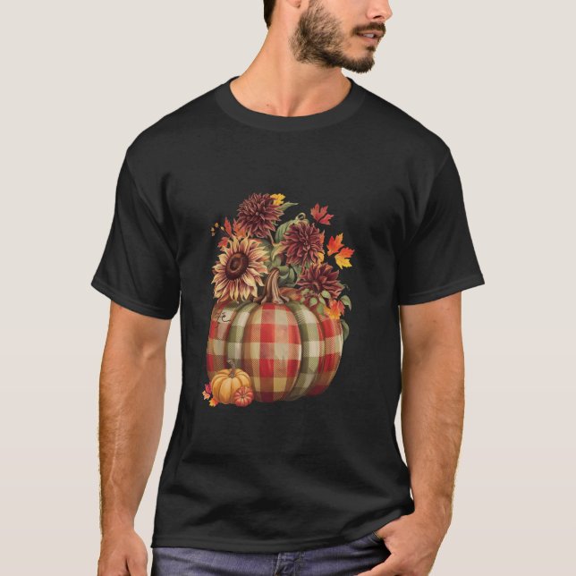 Erntedank Pumpkin Sonnenblume Herbst Herbsturlaub T-Shirt (Vorderseite)