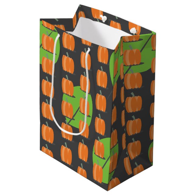 Erntedank Pumpkin Theme Muster Medium Geschenktasc Mittlere Geschenktüte (Vorderseite Schrägansicht)