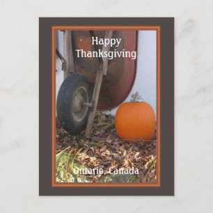 Erntedank Pumpkin und Wheelbarrow Holiday Postc Feiertagspostkarte