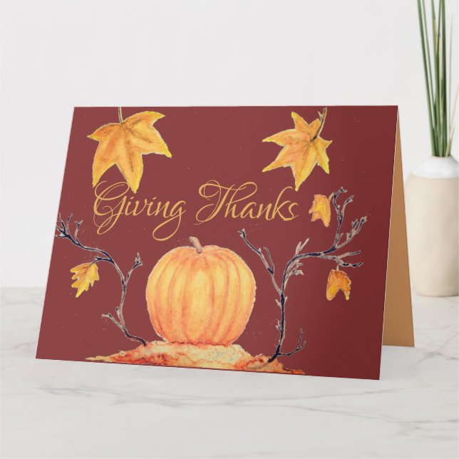 Erntedank Pumpkin Watercolor Karte (Vorderseite)