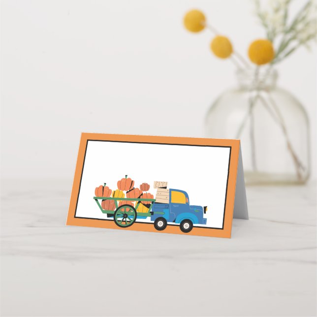 Erntedank Pumpkins | Geben Sie den Namen Ihres Gas Platzkarte (Vorderseite)