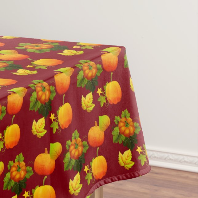 Erntedank Pumpkins & Herbstlaube auf Maroon Tischdecke (Beispiel)