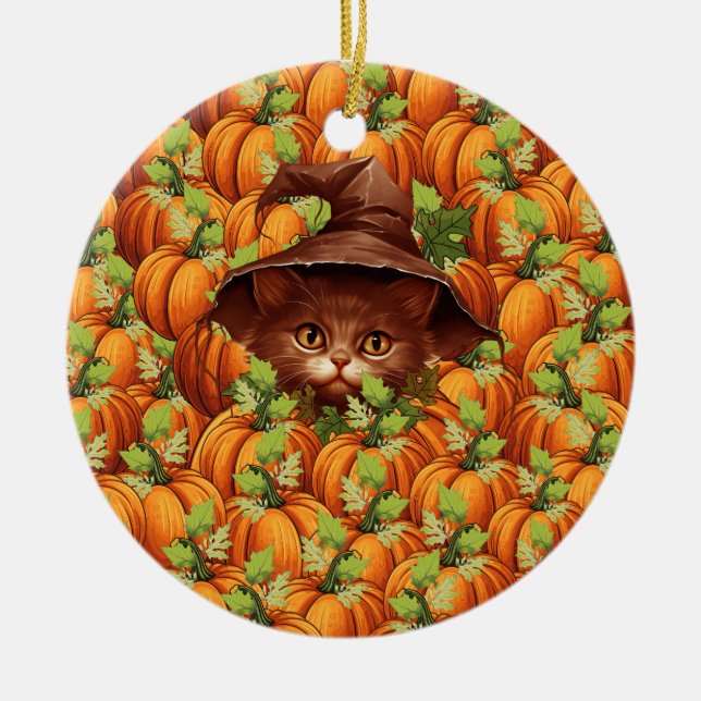 ERNTEDANK PUMPKINS NIEDLICH CAT KERAMIK ORNAMENT (Vorne)