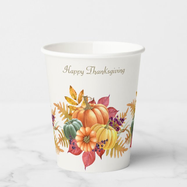 Erntedank Pumpkins Paper Cups Pappbecher (Links)
