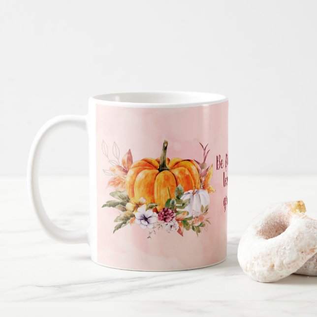 Erntedank Pumpkins und Blume Kaffee Tasse (Mit Donut)