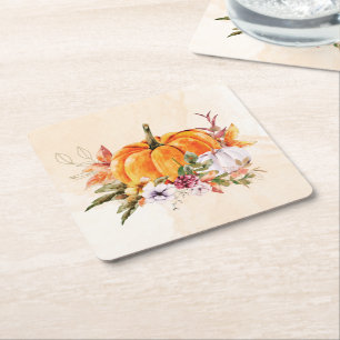 Erntedank Pumpkins und Blume Rechteckiger Pappuntersetzer