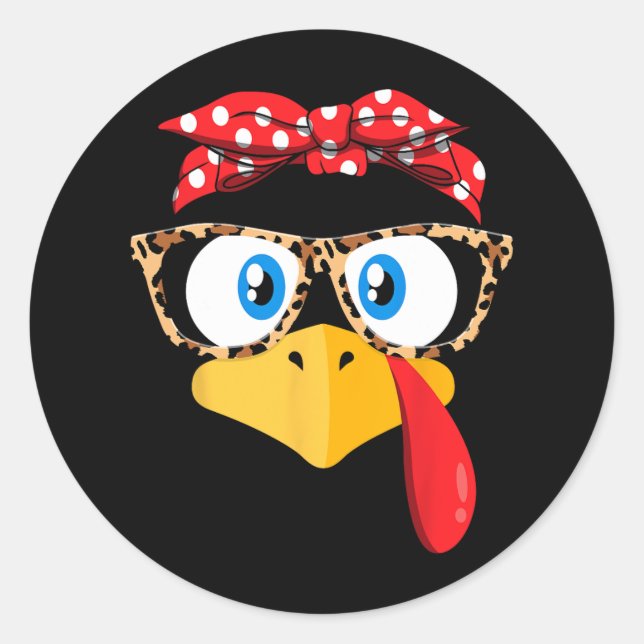 Erntedank Putengesicht Leopardenopardenbrille Runder Aufkleber (Vorderseite)