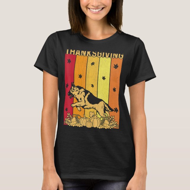 Erntedank Retro German Shepherd Dog Matching Fa T-Shirt (Vorderseite)