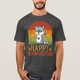 Erntedank Retro Style Raccoon Lovers Thanksgivi T-Shirt