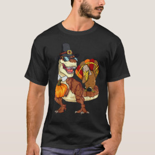 Erntedank Rex Dinosaur Dabbing Türkei Pumpkin T-Shirt