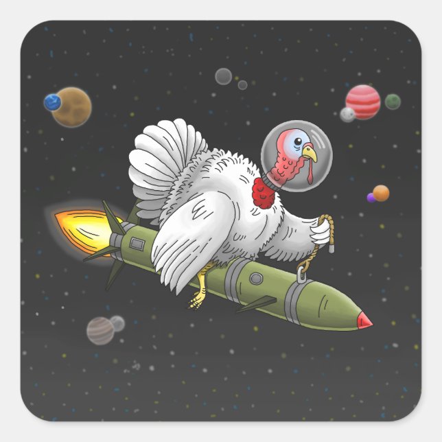 Erntedank Rocket Türkei Quadratischer Aufkleber (Vorderseite)
