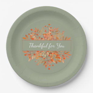 Erntedank-Sage-Green Fall-Foliage  Pappteller
