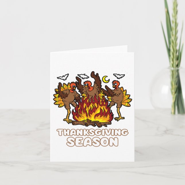 Erntedank Saison Funny Turkey Tanz Herbst Autu Karte (Vorderseite)