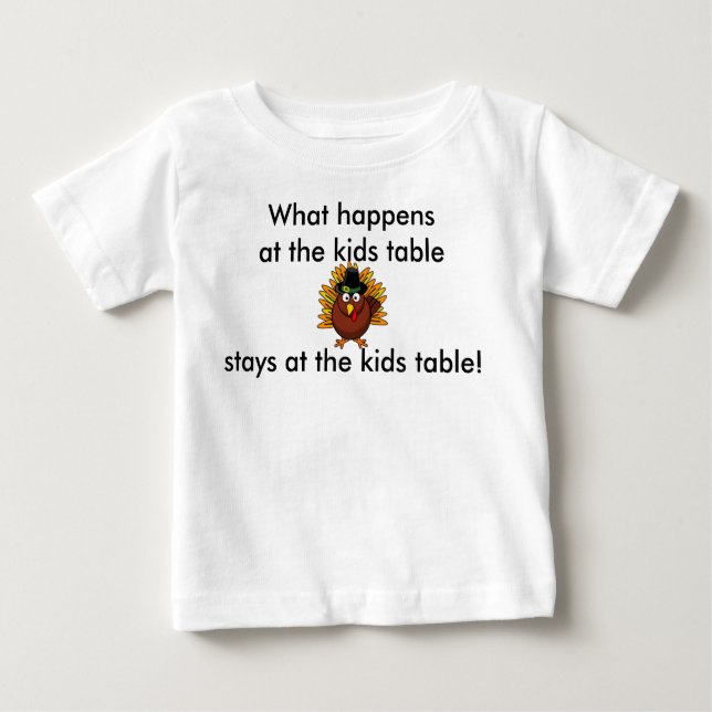 Erntedank-Säugling, was am Kindertisch geschieht Baby T-shirt (Vorderseite)