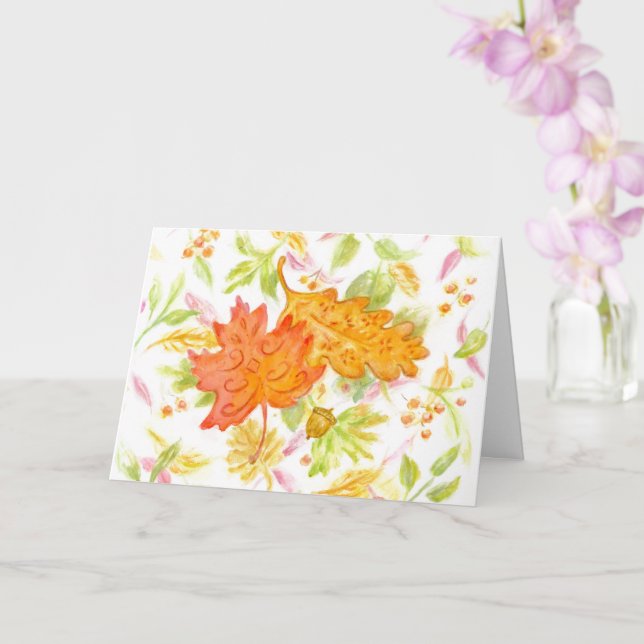 Erntedank Schöne Blätter Religiöse Karte (Orchidee)