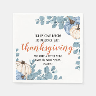Erntedank Scripture Blue Pumpkin Corners Serviette