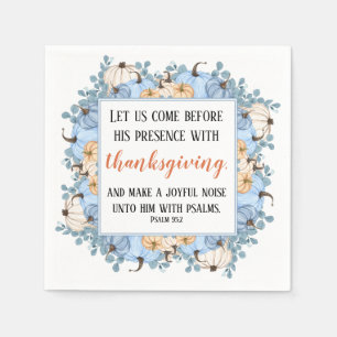 Erntedank Scripture Blue Pumpkin Frame Serviette